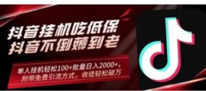 抖音挂机吃低保项目，单人挂机轻松100+批量日入2000+，附带免费引流方式，收徒轻松破万-大磊资源网