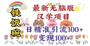 真正铁饭碗的汉学项目，小白零基础都可学习，日精准引流100+-大磊资源网