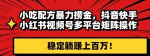 小吃配方暴力捞金，抖音快手小红书视频号多平台矩阵操作，稳定躺赚上百万！-大磊资源网