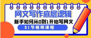（9016期）网文写作底层逻辑，新手如何从0到1开始写网文（31节课）-大磊资源网