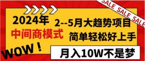 2024年2–5月大趋势项目，利用中间商模式，简单轻松好上手，轻松月入10W…-大磊资源网