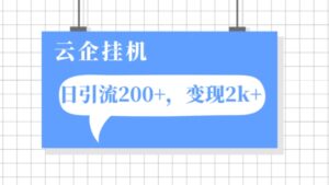 云企挂机项目，单日引流200+，变现2k+-大磊资源网