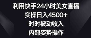 利用快手24小时美女直播，实操日入4500+，时时被动收入，内部姿势操作-大磊资源网