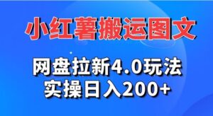 小红薯图文搬运，网盘拉新4.0玩法，实操日入200+-大磊资源网