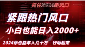紧跟热门风口创作，小白也能日入2000+，长久赛道，抓住红利，实现逆风翻…-大磊资源网