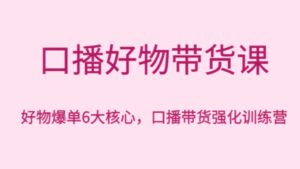 口播好物带货课，好物爆单6大核心，口播带货强化训练营-大磊资源网