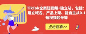TikTok全案短视频+独立站，包括：建立域名、产品上架、能自主从0-1短视频起号等-大磊资源网