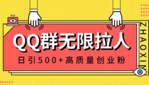 QQ群无限拉人，日引500+创业粉，快速引流建立私域群-大磊资源网