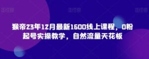 猴帝23年12月最新1600线上课程，0粉起号实操教学，自然流量天花板-大磊资源网