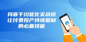 抖音千川优化实战班，让付费投产持续盈利的必备技能-大磊资源网