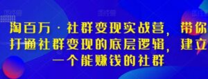 淘百万·社群变现实战营，带你打通社群变现的底层逻辑，建立一个能赚钱的社群-大磊资源网