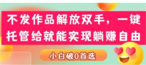 不发作品解放双手，一键托管就能实现躺赚自由，小白破0首选-大磊资源网