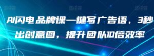 AI闪电品牌课一键写广告语，3秒出创意图，提升团队10倍效率-大磊资源网