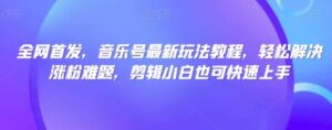 全网首发，音乐号最新玩法教程，轻松解决涨粉难题，剪辑小白也可快速上手-大磊资源网