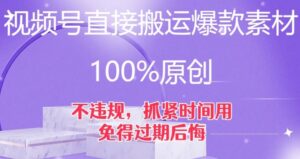 视频号直接搬运爆款素材，100%原创，不违规，抓紧时间用，免得过期后悔【揭秘】-大磊资源网