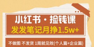 红书·捡钱课发发笔记月挣1.5w+不做图不发货1周就见效(个人篇+企业篇)-大磊资源网