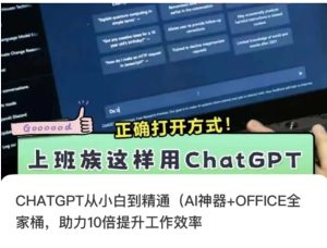 CHATGPT从小白到精通，AI神器+OFFICE全家桶，助力10倍提升工作效率-大磊资源网