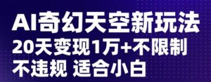AI奇幻天空，20天变现五位数玩法，不限制不违规不封号玩法，适合小白操作【揭秘】-大磊资源网