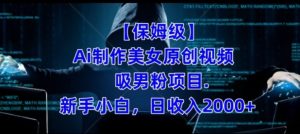 【保姆级】制作Ai美女原创视频+吸男粉项目，小白日收入2000+-大磊资源网