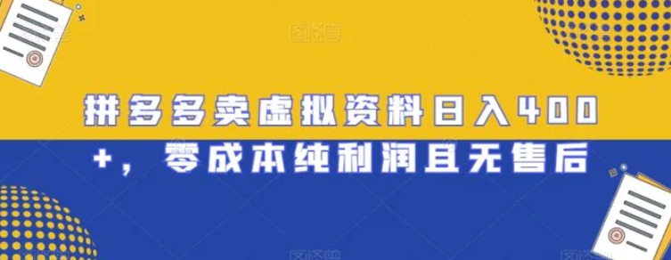拼多多卖虚拟资料日入400+，零成本纯利润且无售后【揭秘】-大磊资源网