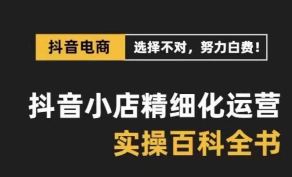 抖音小店精细化运营百科全书，保姆级运营实操讲解-大磊资源网