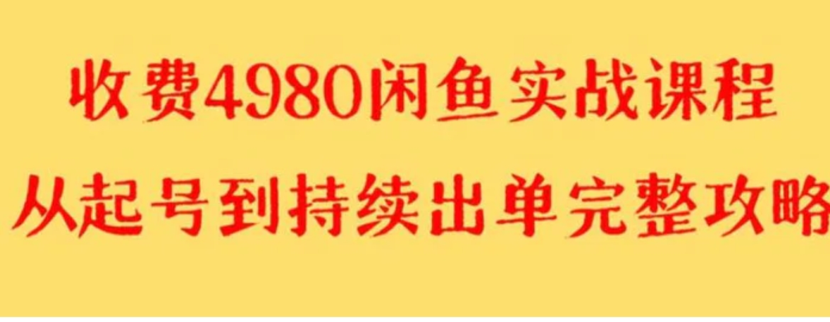 外面收费4980闲鱼无货源实战教程 单号4000+-大磊资源网