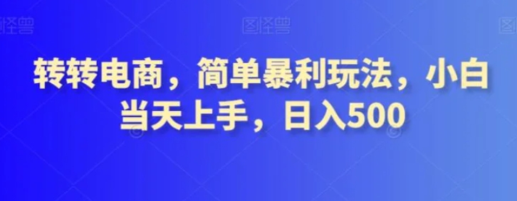 转转电商，简单暴利玩法，小白当天上手，日入500-大磊资源网