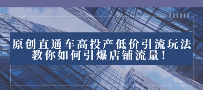2023直通车高投产低价引流玩法，教你如何引爆店铺流量！-大磊资源网