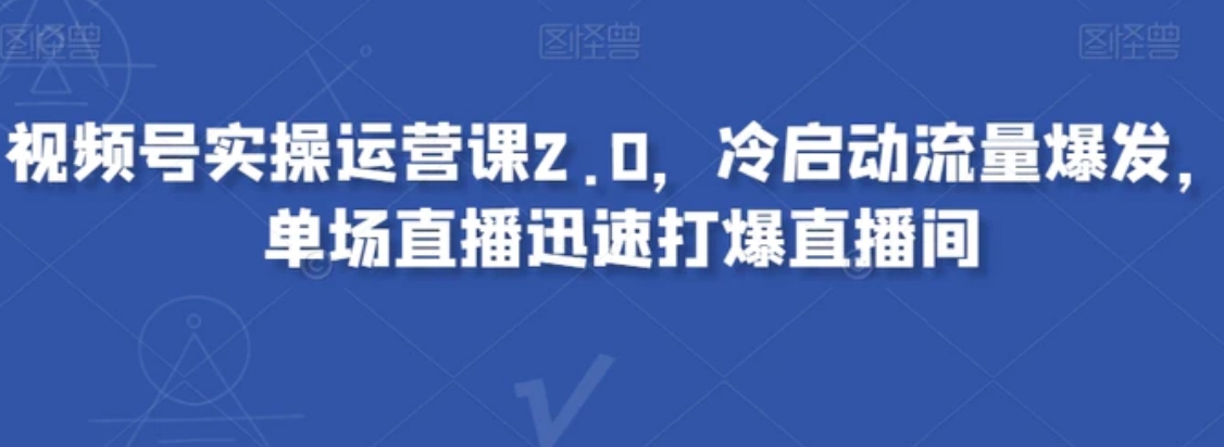视频号实操运营课2.0，冷启动流量爆发，单场直播迅速打爆直播间-大磊资源网