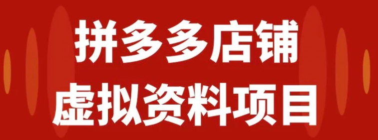 拼多多店铺虚拟项目，教科书式操作玩法，轻松月入1000+-大磊资源网