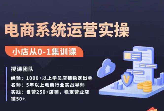 抖店精细化运营全案课，抖音小店从0-1集训营，电商系统运营实操课-大磊资源网