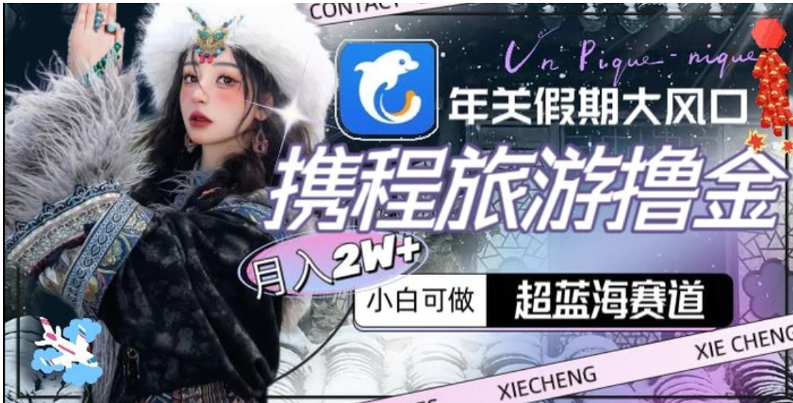 年关假期大风口，携程旅游撸金，超蓝海赛道,月入2w+【揭秘】-大磊资源网