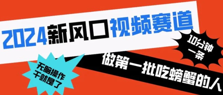 2024新风口视频赛道 做第一批吃螃蟹的人 10分钟一条原创视频 小白无脑操作1-大磊资源网