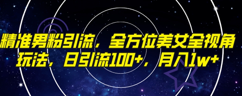 精准男粉引流，全方位美女全视角玩法，日引流100+，月入1w-大磊资源网