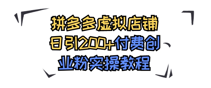 拼多多虚拟店铺日引200+付费创业粉实操教程-大磊资源网