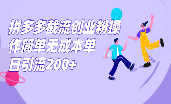 《拼多多截流创业粉》操作简单无成本单日引流200+-大磊资源网