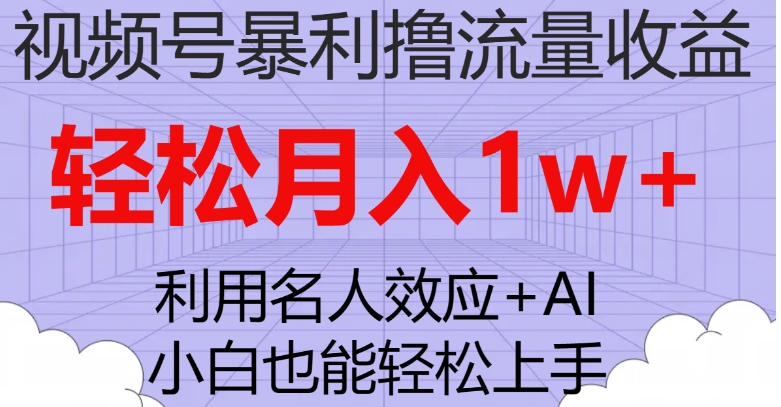 视频号暴利撸流量收益，小白也能轻松上手，轻松月入1w+-大磊资源网