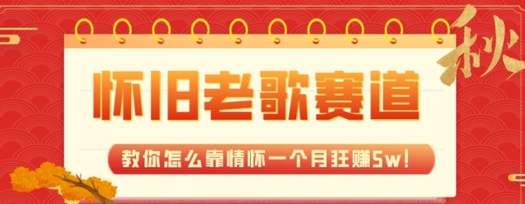 全新蓝海，怀旧老歌赛道，教你怎么靠情怀一个月狂赚5w-大磊资源网