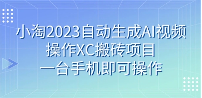 小淘2023自动生成AI视频操作携程搬砖项目，一台手机即可操作-大磊资源网