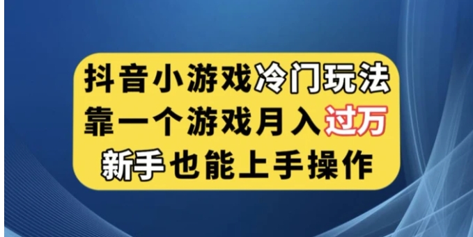 抖音小游戏冷门玩法，靠一个游戏月入过万，新手也能轻松上手【揭秘】-大磊资源网