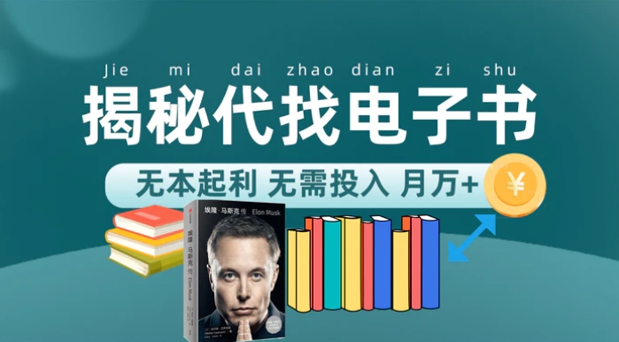 新版揭秘代找电子书项目 适合小白 无本起利 月入万+-大磊资源网