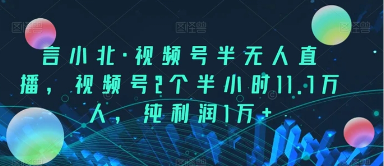 言小北·视频号半无人直播，视频号2个半小时11.7万人，纯利润1万+-大磊资源网
