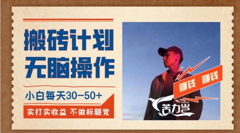 搬砖计划，小白无脑操作每天利润30-50+，完全无脑，不存在封号【揭秘】-大磊资源网