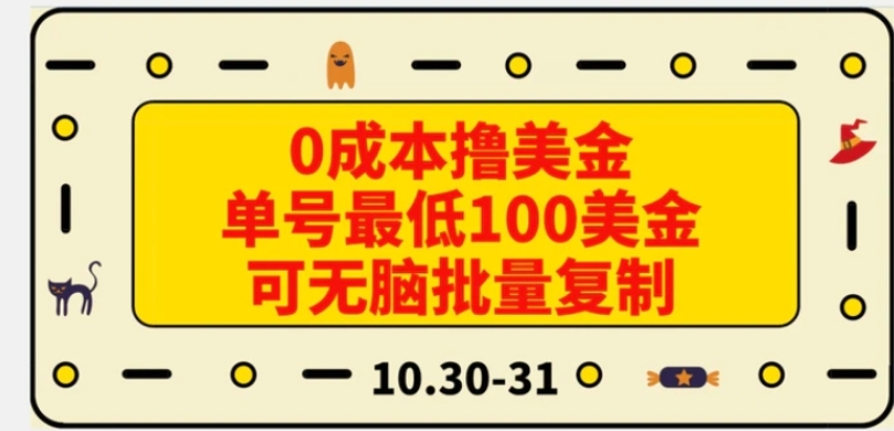 0成本撸美金，单号最低100美金，可无脑批量复制-大磊资源网