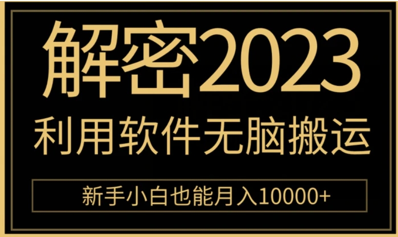 解密2023利用软件无脑搬运，新手小白也能月入10000+-大磊资源网
