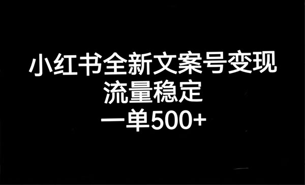 《小红书全新文案号变现》流量稳定，一单收入500+-大磊资源网