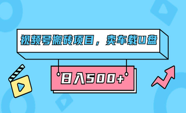 《视频号搬砖项目》卖车载U盘，简单轻松，0门槛日入500+-大磊资源网