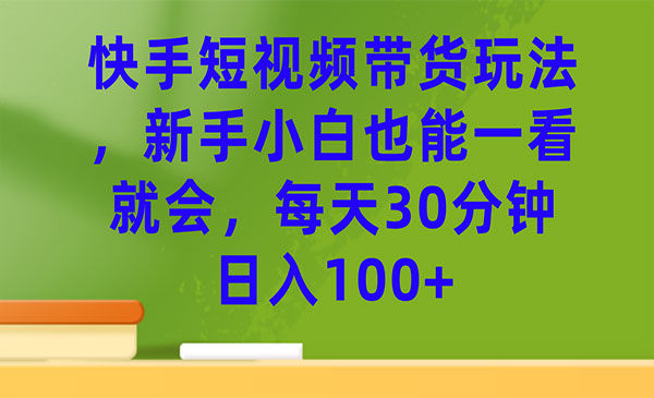《快手短视频带货玩法》每天30分钟日入100+-大磊资源网