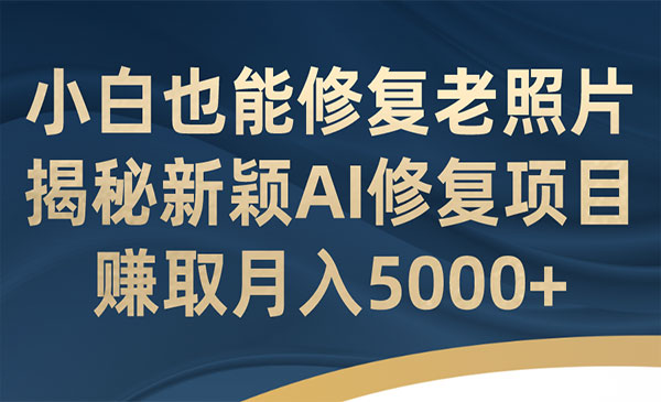 《AI老照片修复项目》小白也能修复！赚取月入5000+-大磊资源网