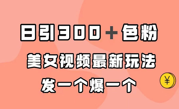 《美女视频最新玩法》日引300＋粉,多种变现方式-大磊资源网
